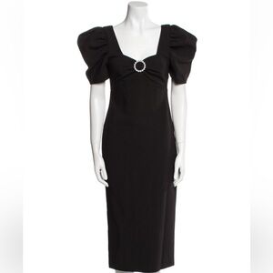 Likely Black Puff Sleeve Midi Dress
